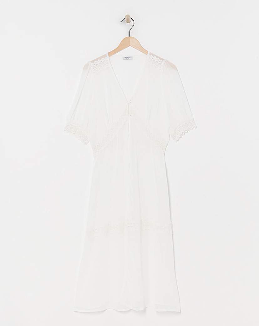 Ivory Lace Detail Longline Kimono