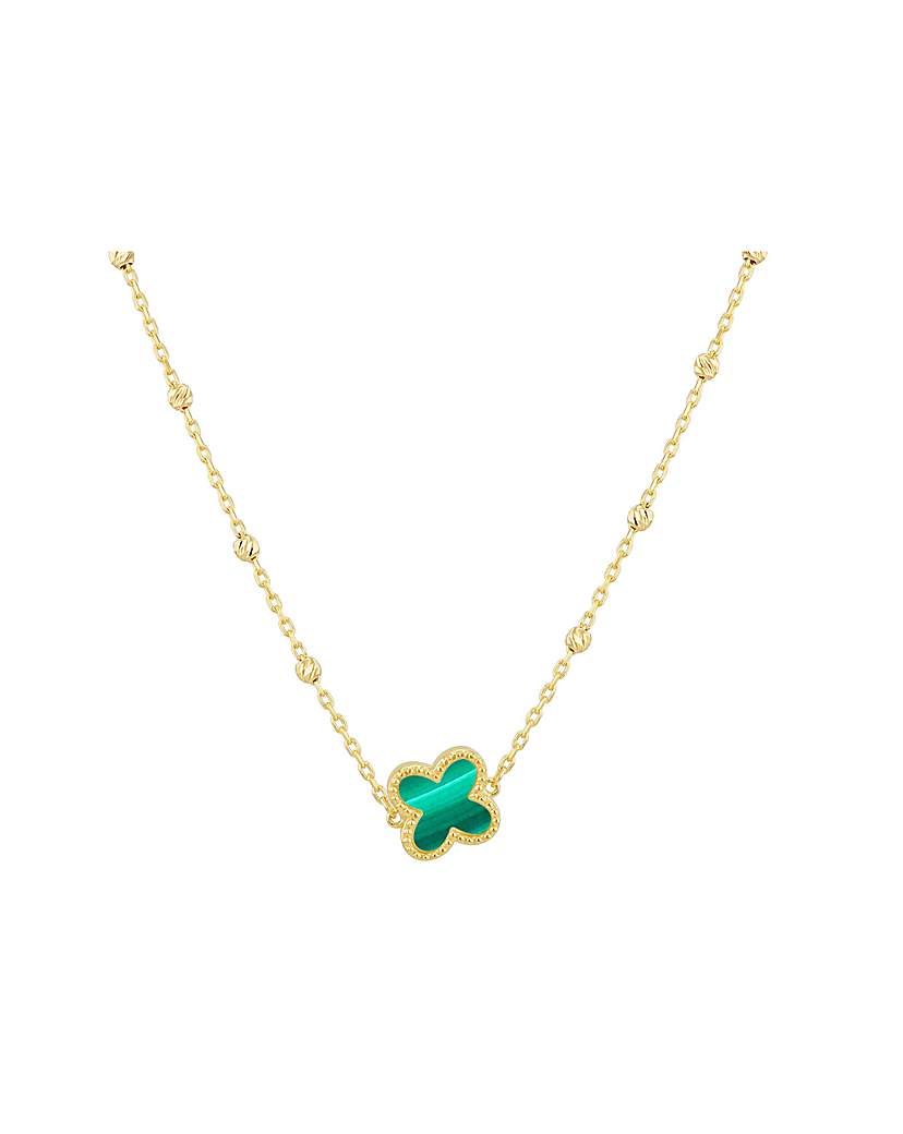 9ct Malachite Clover Necklace