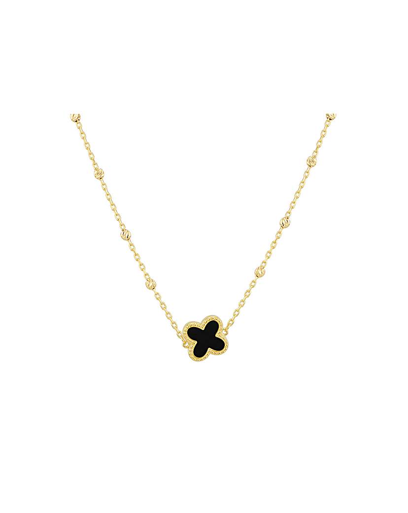 9ct Black Onyx Clover Necklace