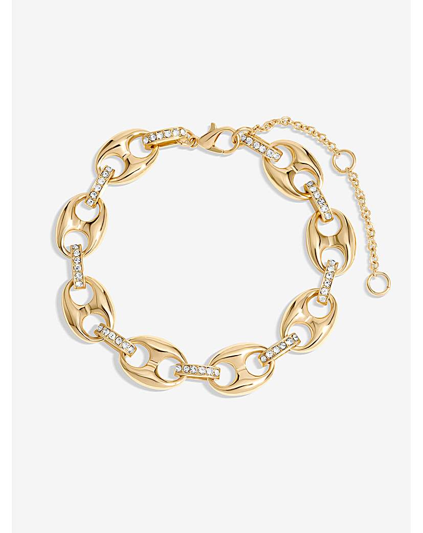 Mood Crystal Button Link T-Bar Bracelet