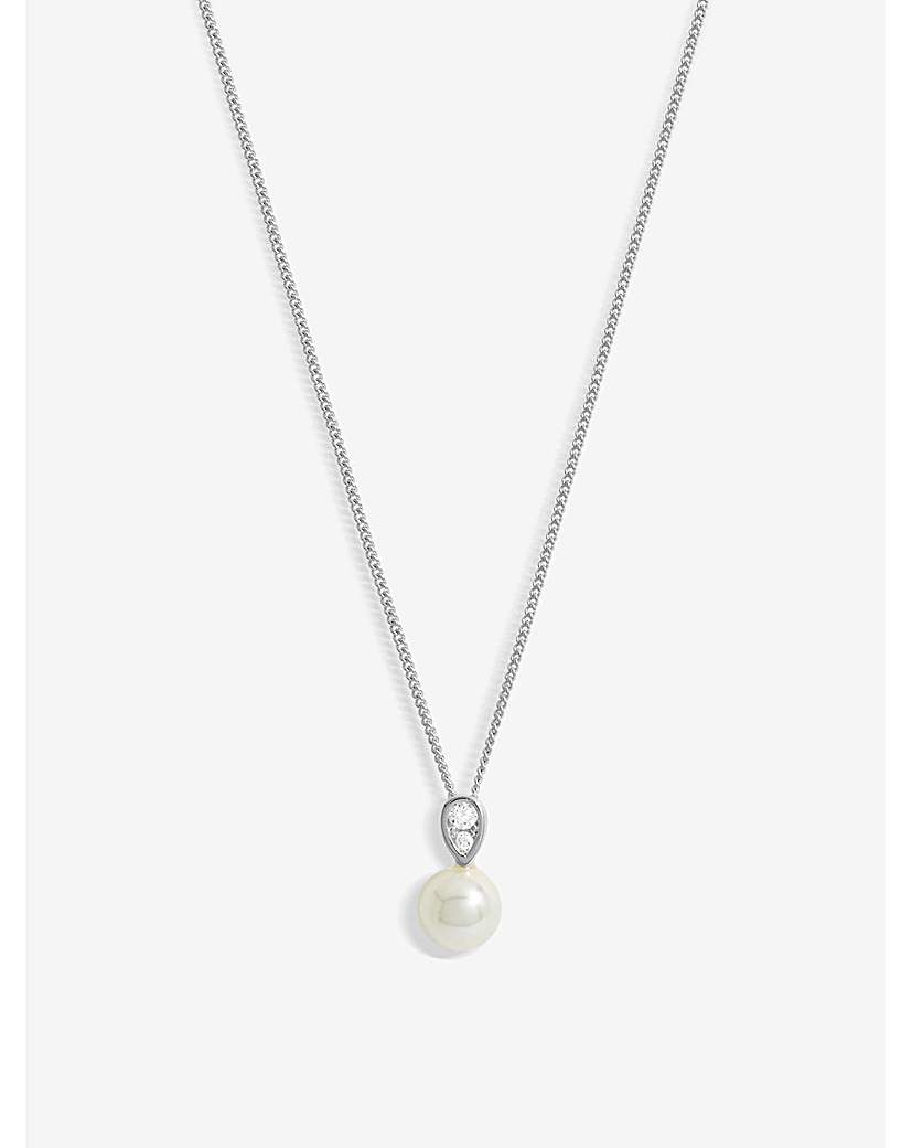 Simply Silver CZ Pearl Drop Pendant