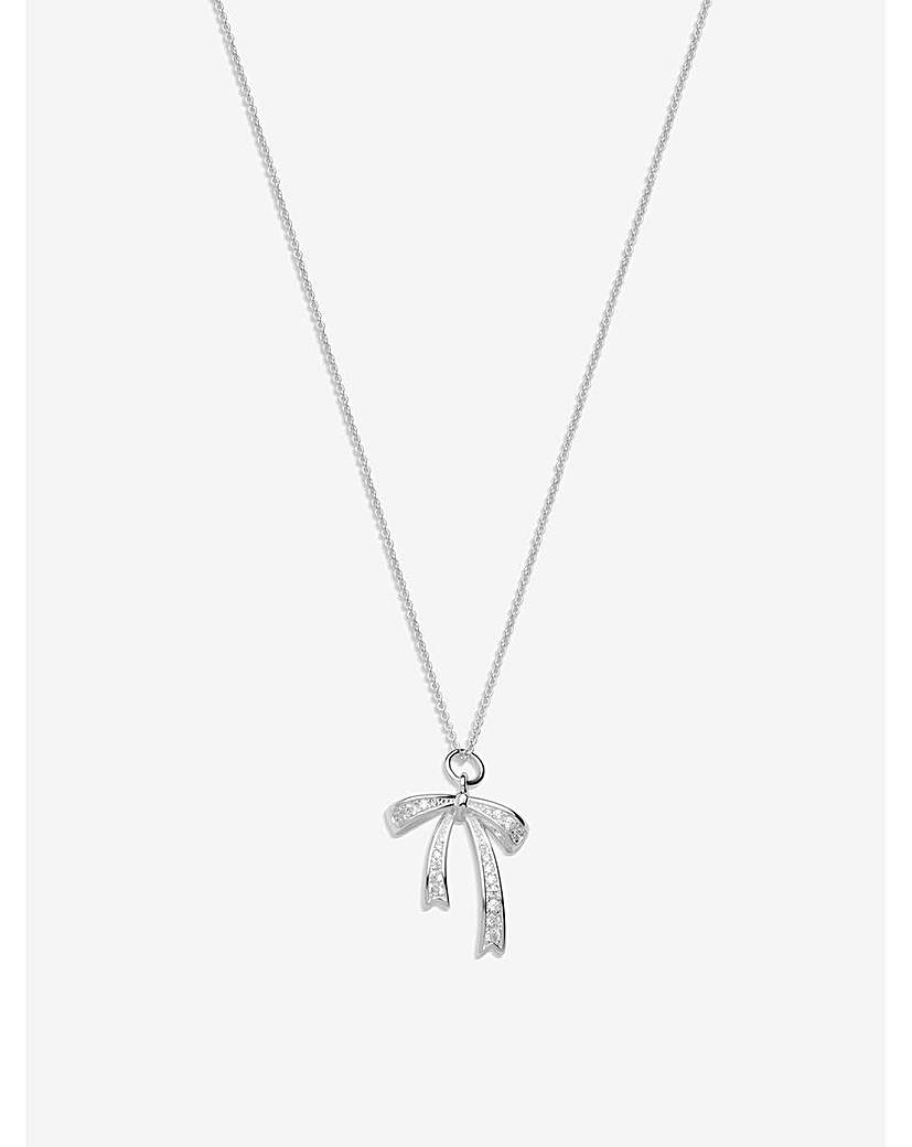 Simply Silver CZ Bow Pendant