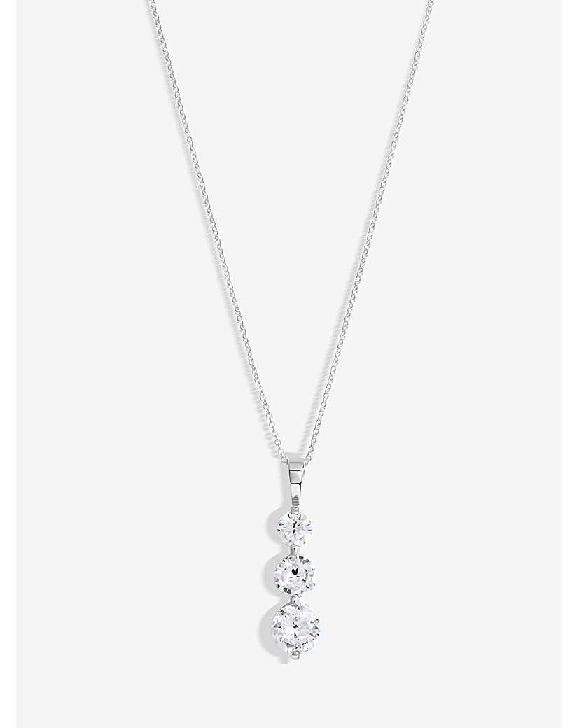 Simply Silver CZ Linear Stick Necklace