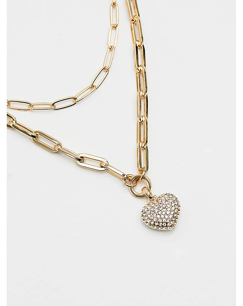 Jon Richard Pave Heart Double Necklace