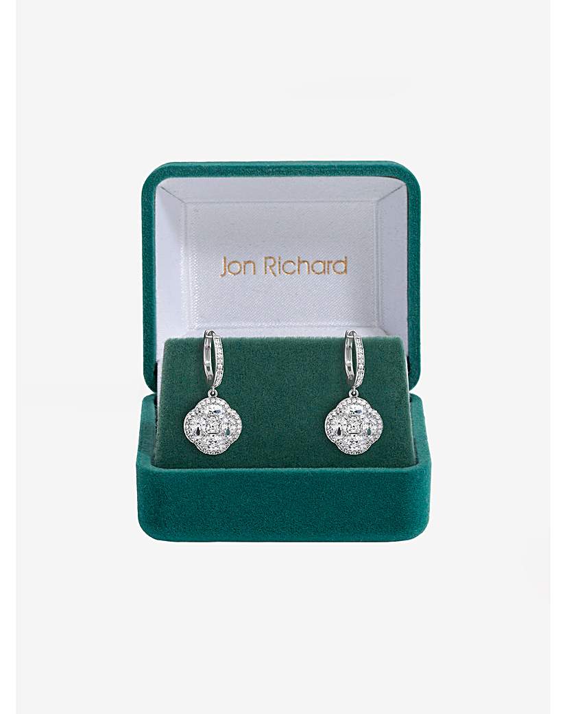 Jon Richard CZ Crystal Clover Earrings