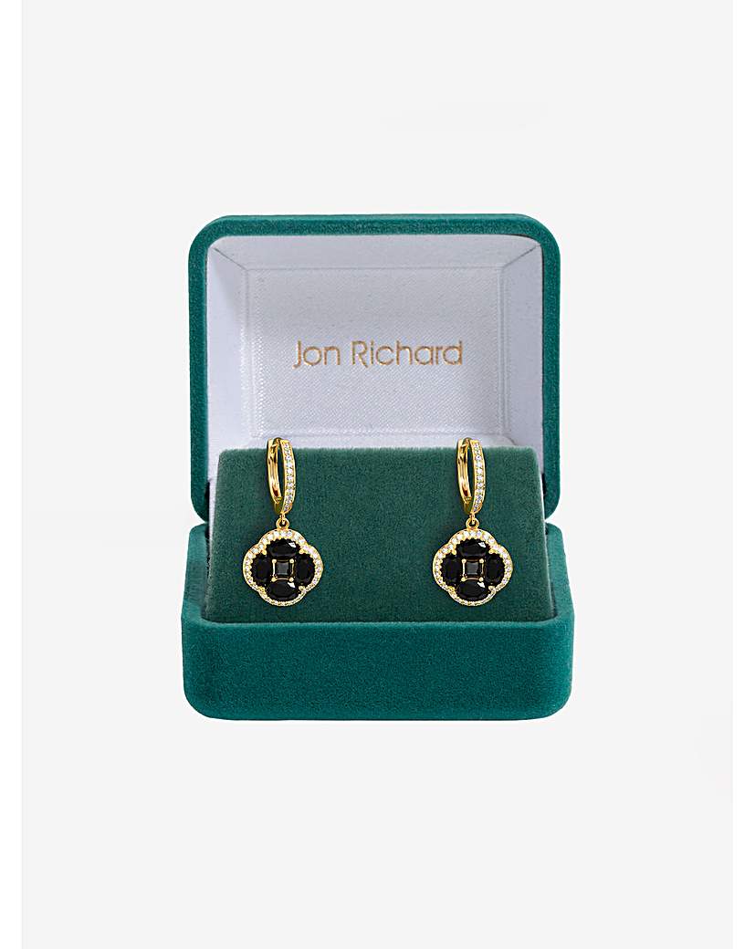 Jon Richard CZ Jet Clover Earrings