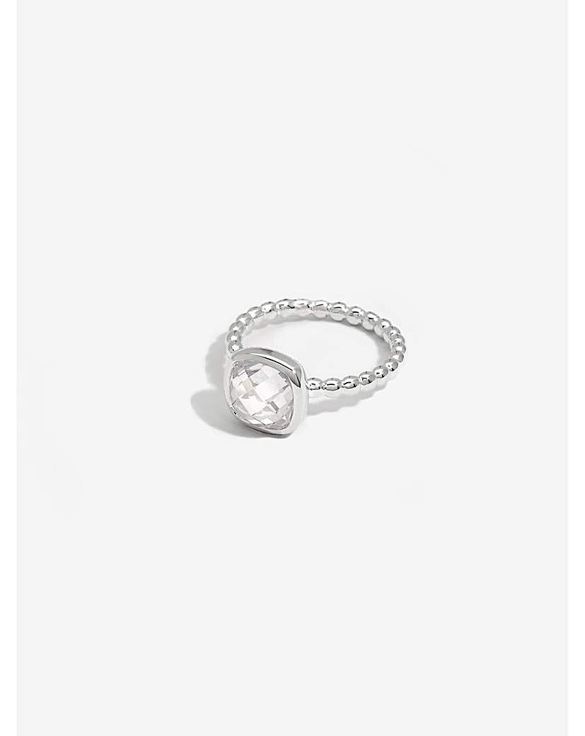 Simply Silver Beaded Cubic Zirconia Ring