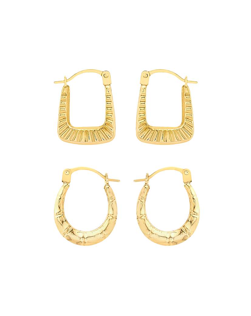 9 Carat Gold 2 Small Creole Earrings Set