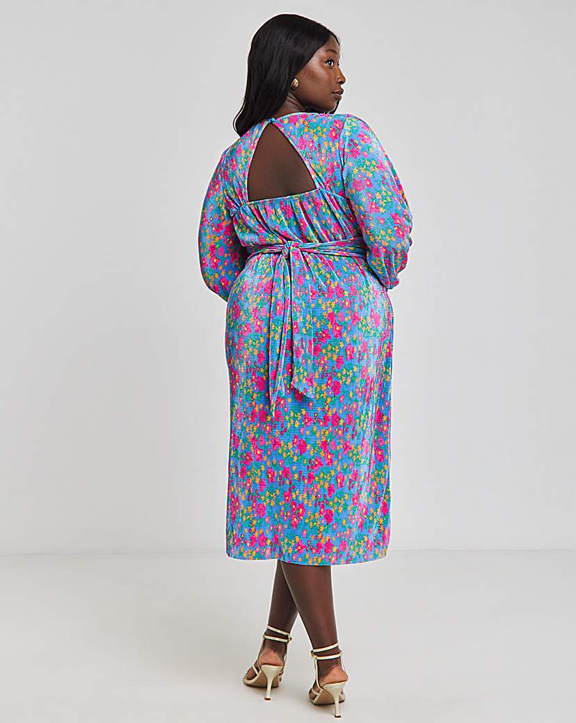 Cut Out Back Plisse Midi