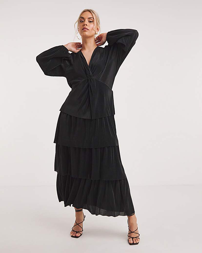 Tiered Plisse Maxi Dress