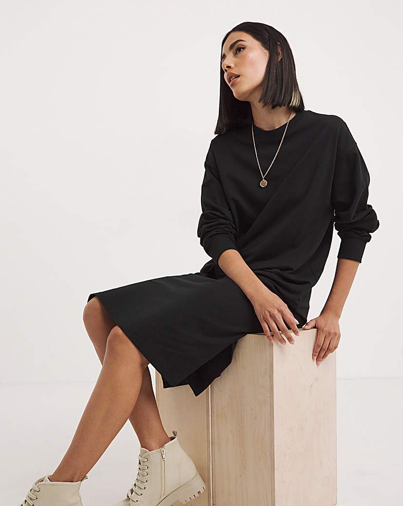 Black Midi Sweatshirt Dress