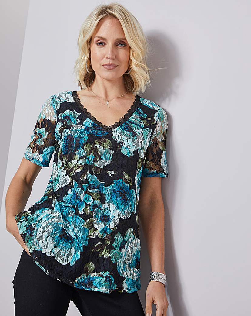 Image of Julipa Stretch Print Lace Top