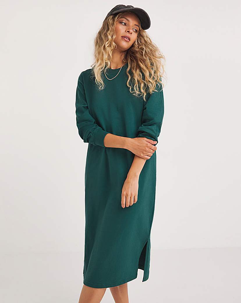 Green Midi Sweatshirt Dress