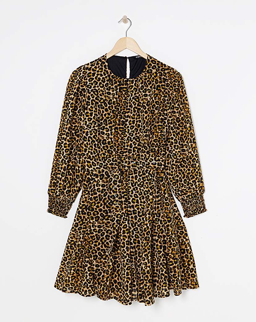 Simply Be - Women's Leopard Print Georgette Belted Skater - Size 10 - Leopard