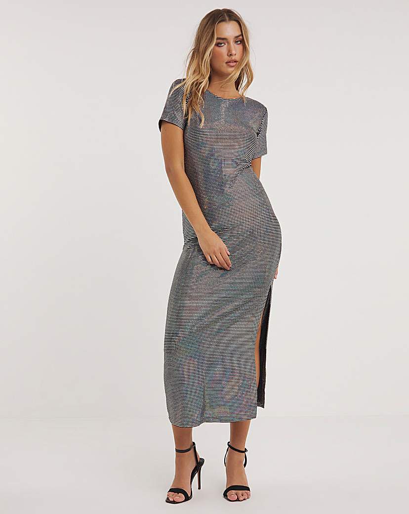 FOGGY FOIL OVERLAP SHIRRED DRESS main image 1