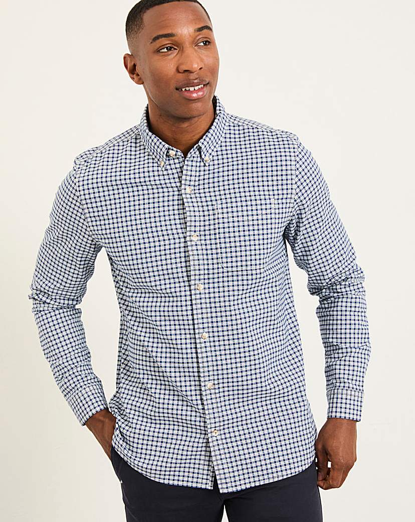 FatFace Men's Long Sleeve Shirt - Cotton - Navy - L
