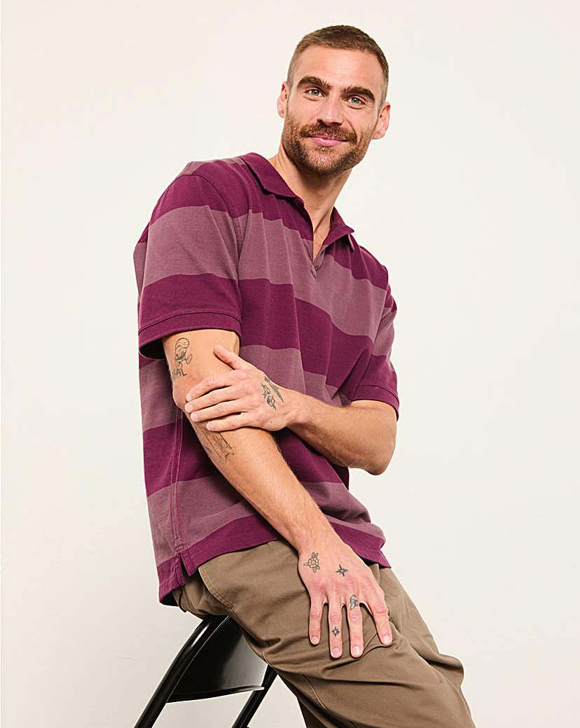 FatFace Ashton SS Stripe Polo Purple Purple …