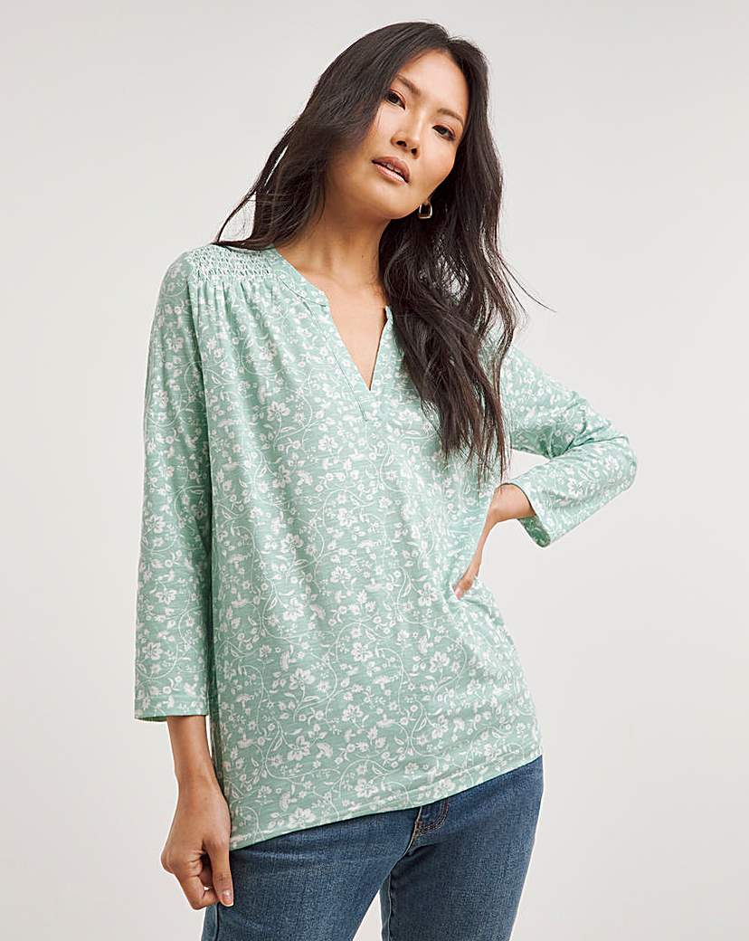 Julipa Smocked Shoulder Jersey Top