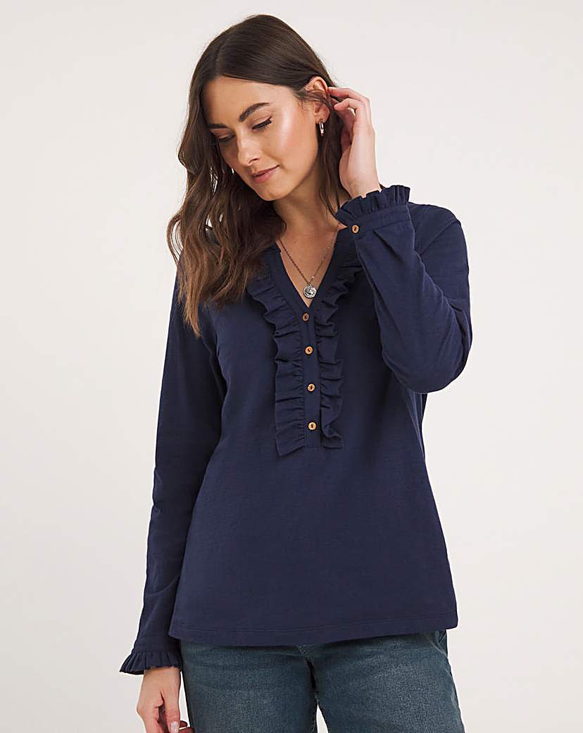 Julipa Ruffle Placket Jersey Shirt