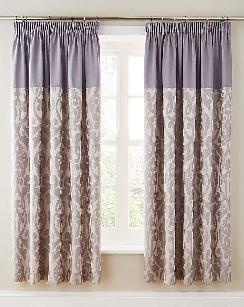 Thea Jacquard Lined Pencil Pleat Curtain