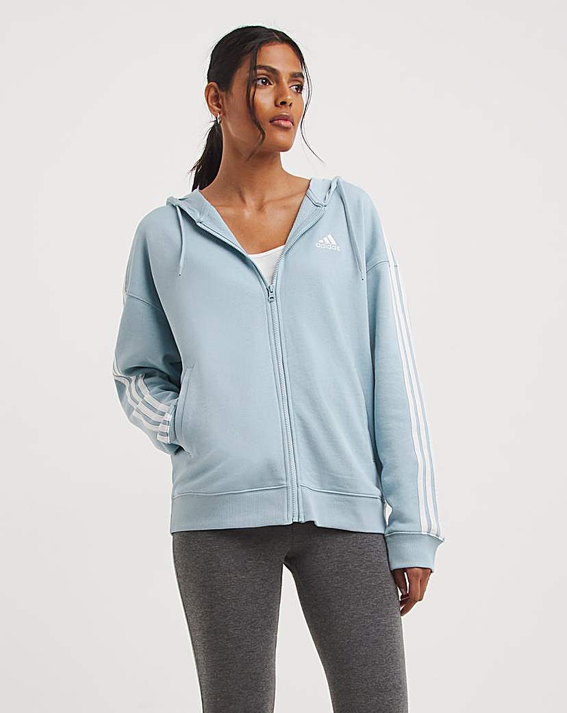 adidas 3 Stripes Fleece Full Zip Hoodie