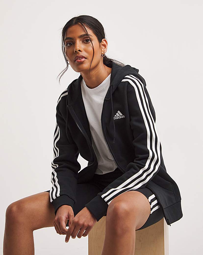 adidas 3 Stripes Fleece Full Zip Hoodie