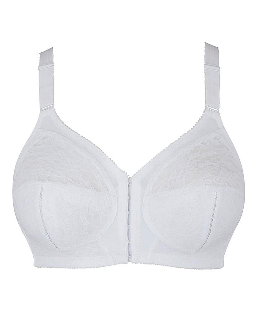 Image of Dotty Front Fastening White Midi Bra