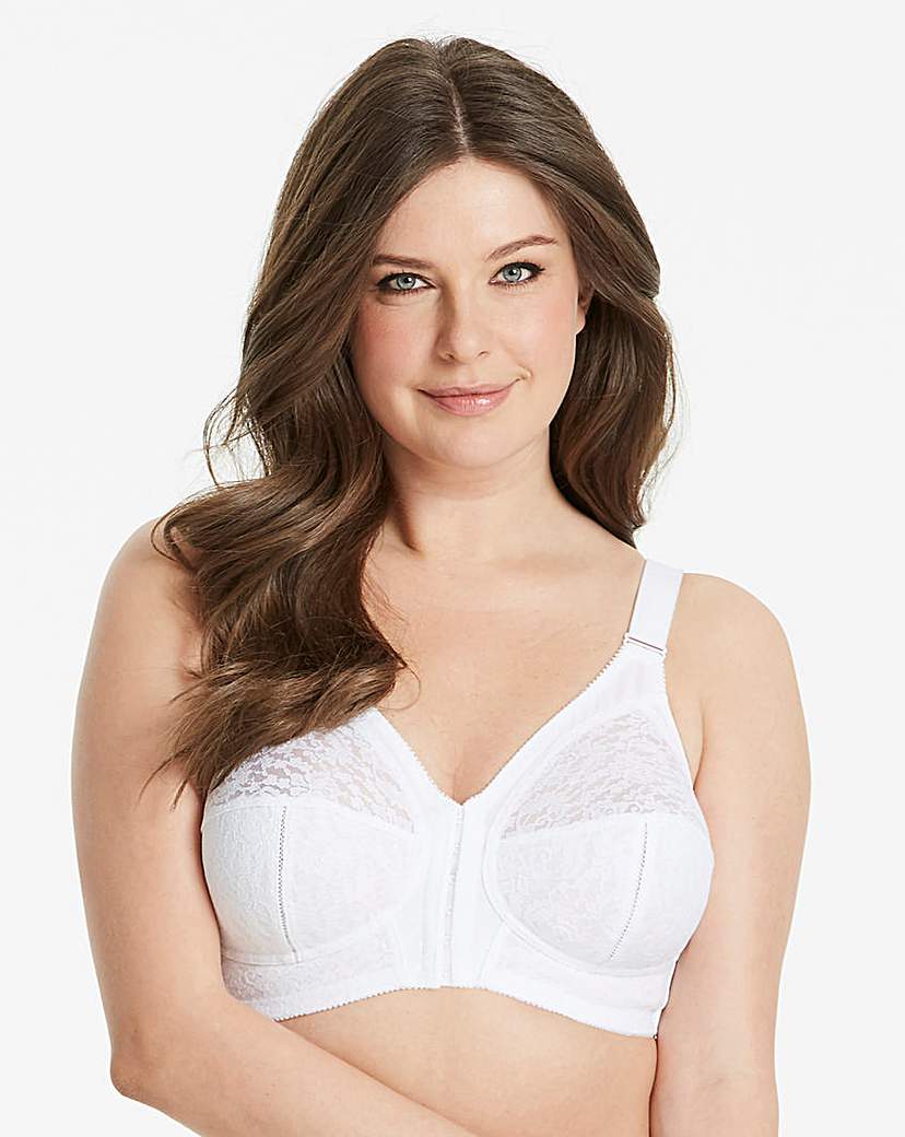 Image of Dotty Front Fastening White Midi Bra