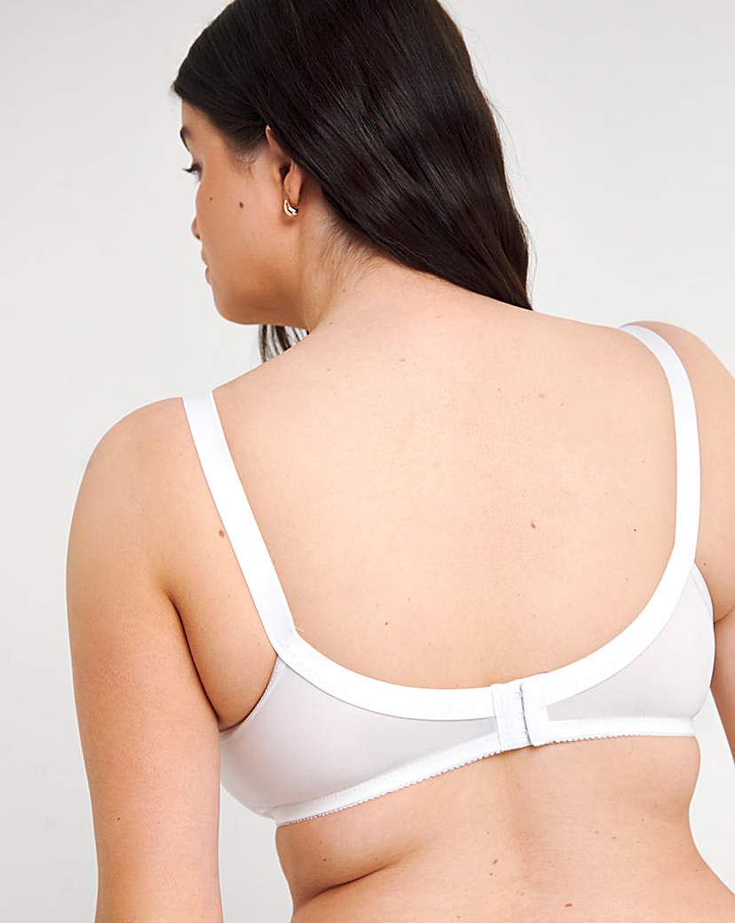 Dotty Embroidered Non Wired White Bra