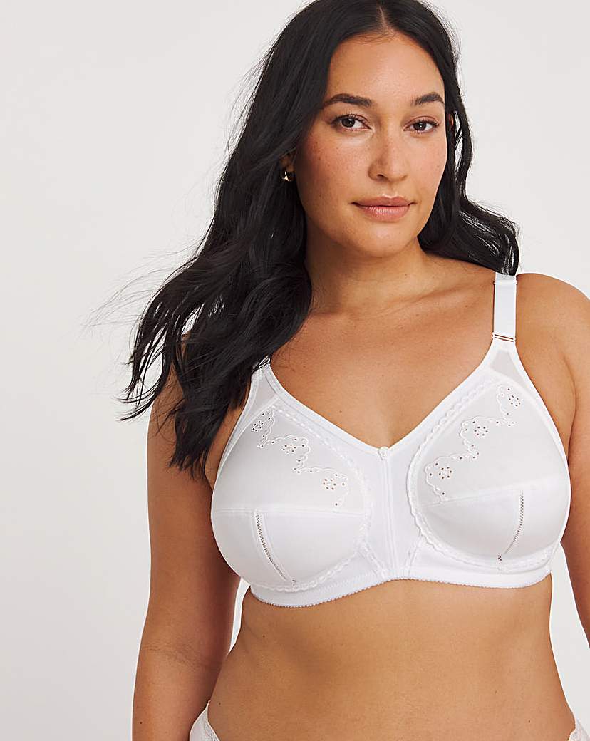 Dotty Embroidered Non Wired White Bra