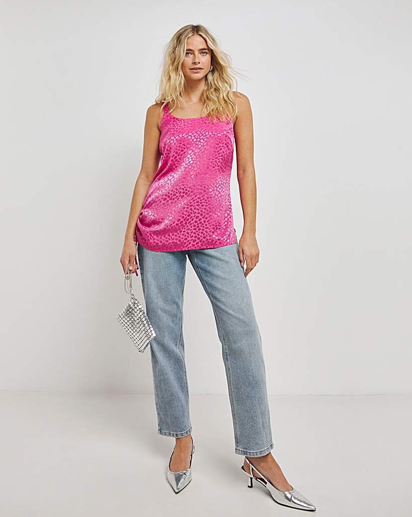 Pink Satin Jacquard Cami