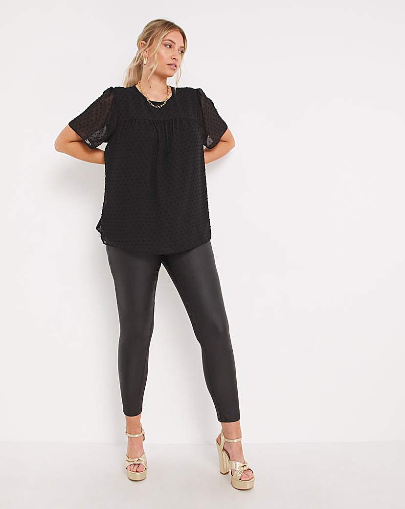 Black Dobby Boxy Blouse