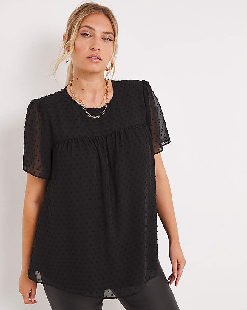 Black Dobby Boxy Blouse