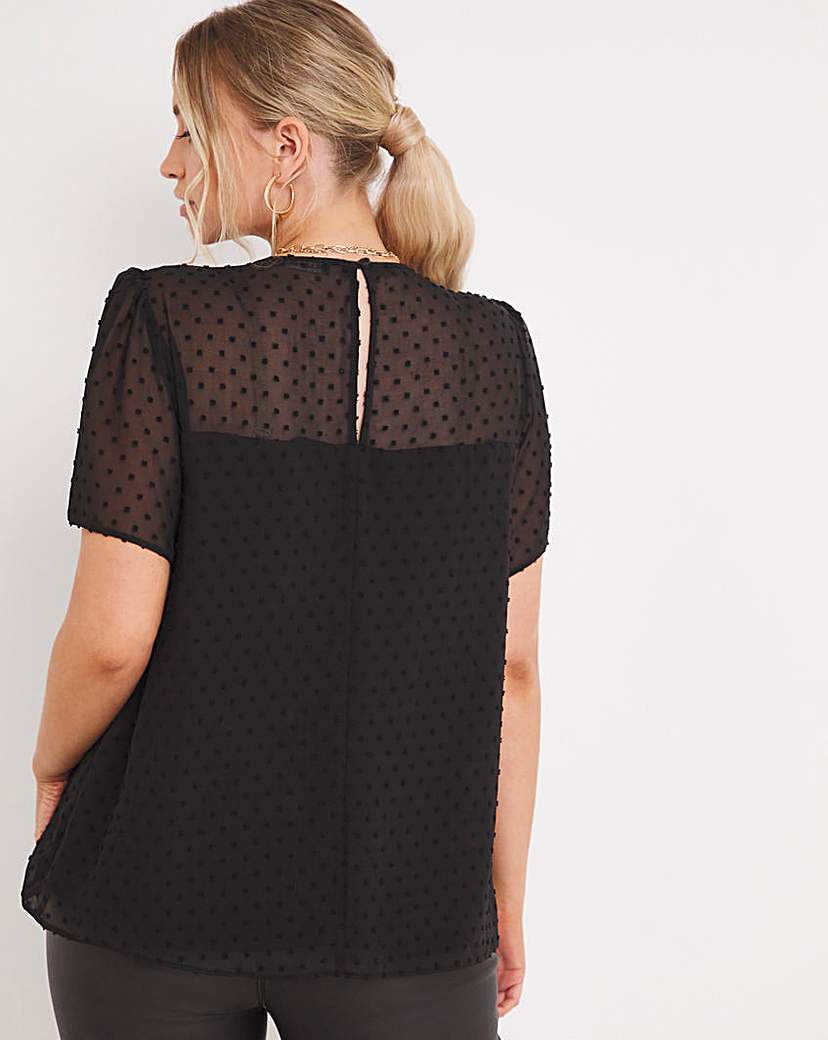 Black Dobby Boxy Blouse