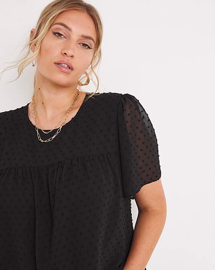Black Dobby Boxy Blouse