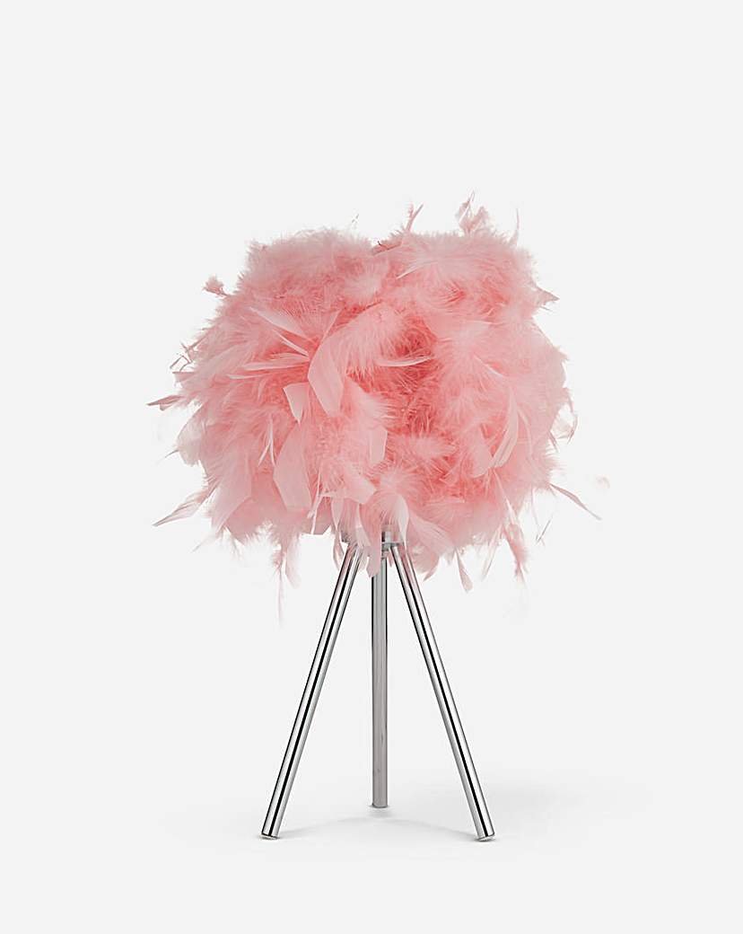 Blush Feather Tripod Table Lamp