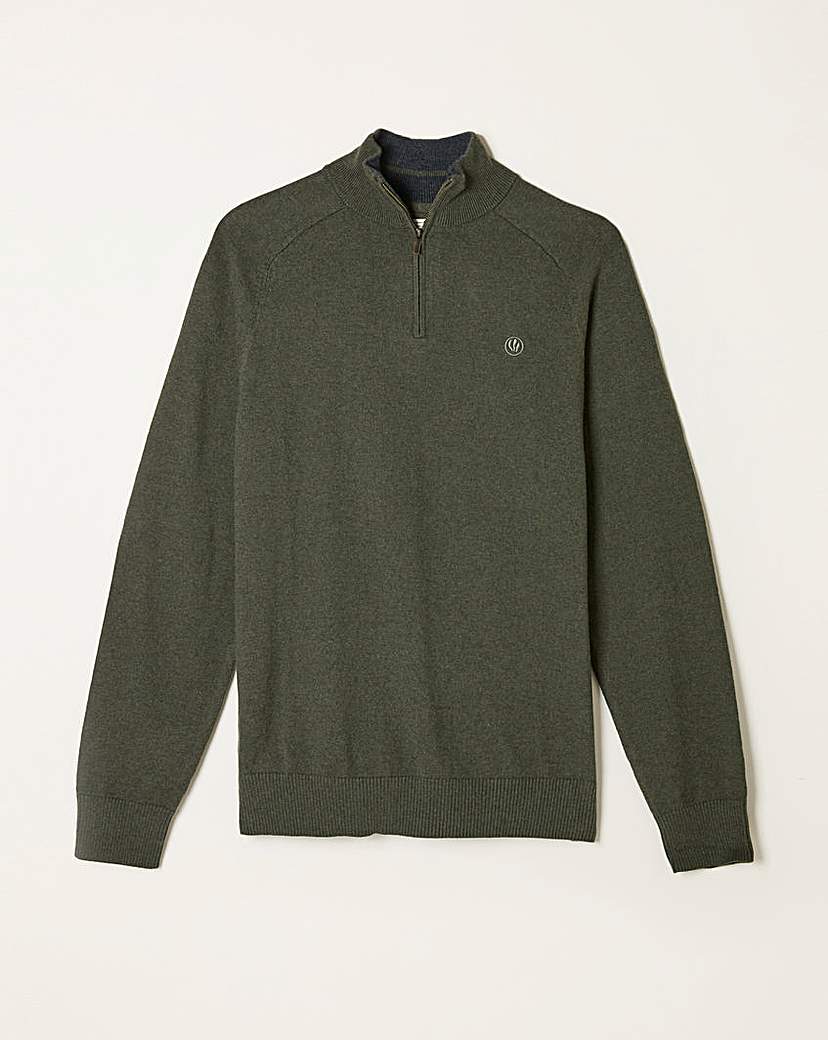 New In - FatFace Rye 1/2 Neck Jumper - Green