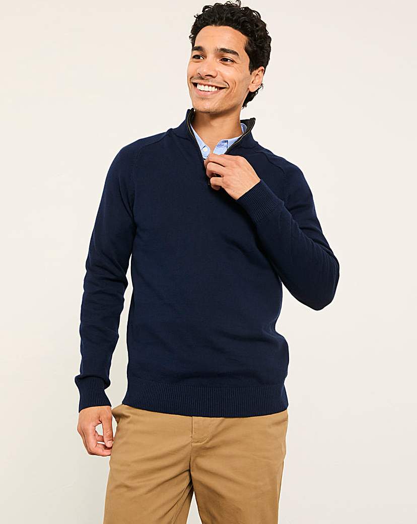 New In - FatFace Rye 1/2 Neck Jumper - Navy