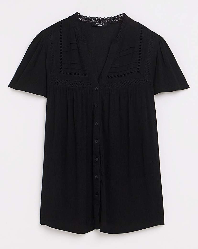 Crinkle Ladder Insert Blouse