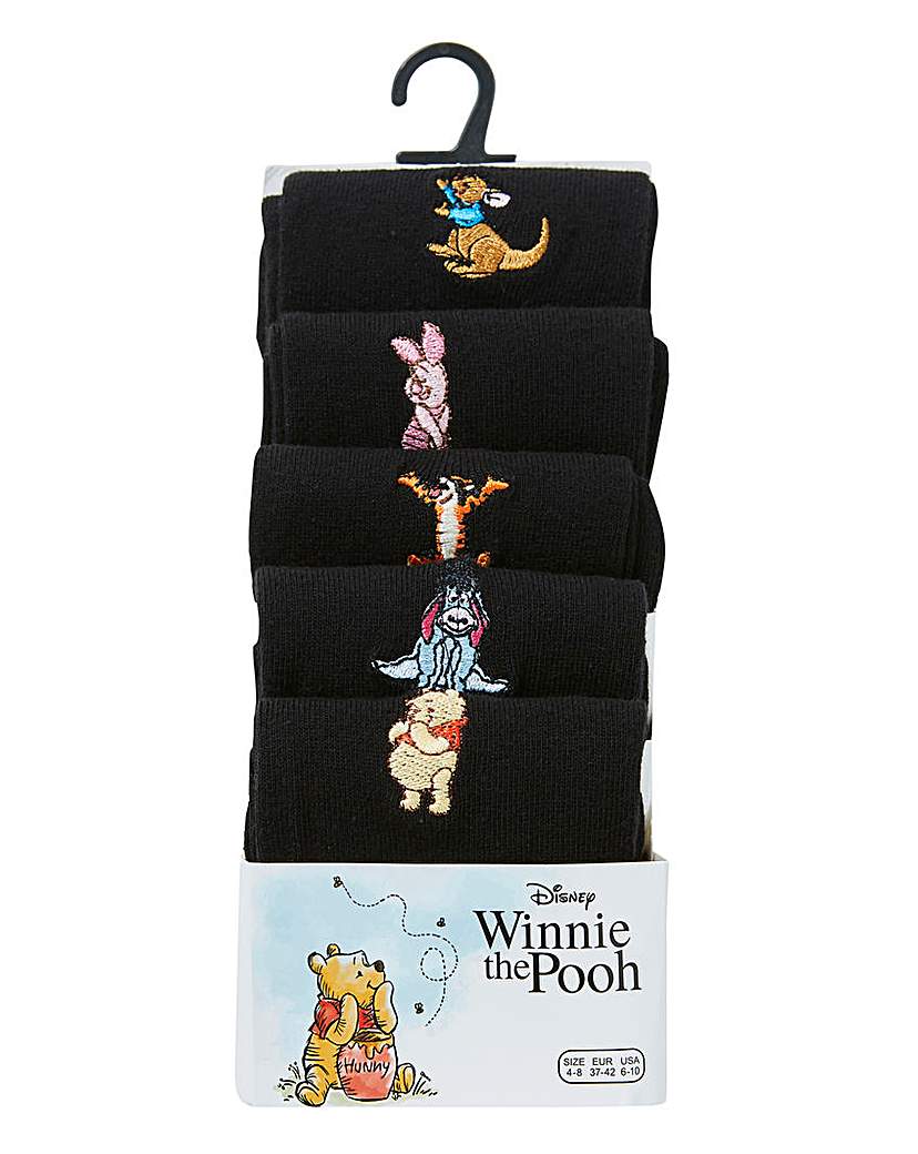 Image of 5 Pack Winnie the Pooh Cotton Rich Socks
