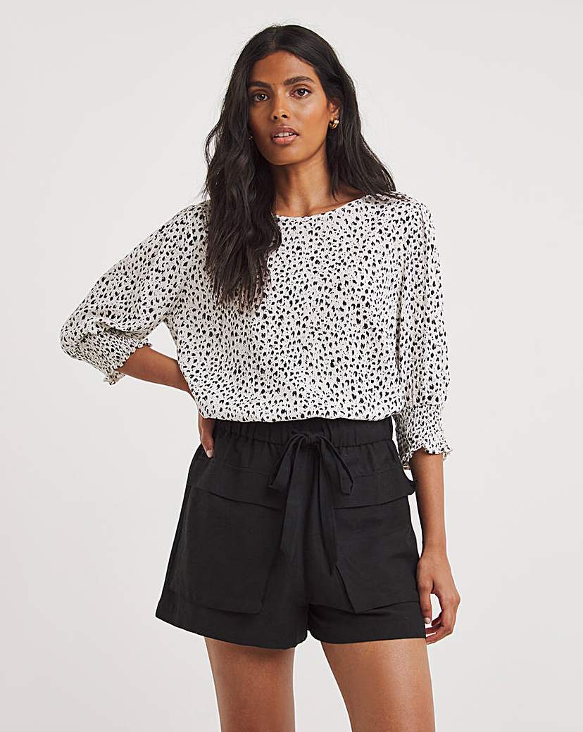 Crinkle Puff Sleeve Top