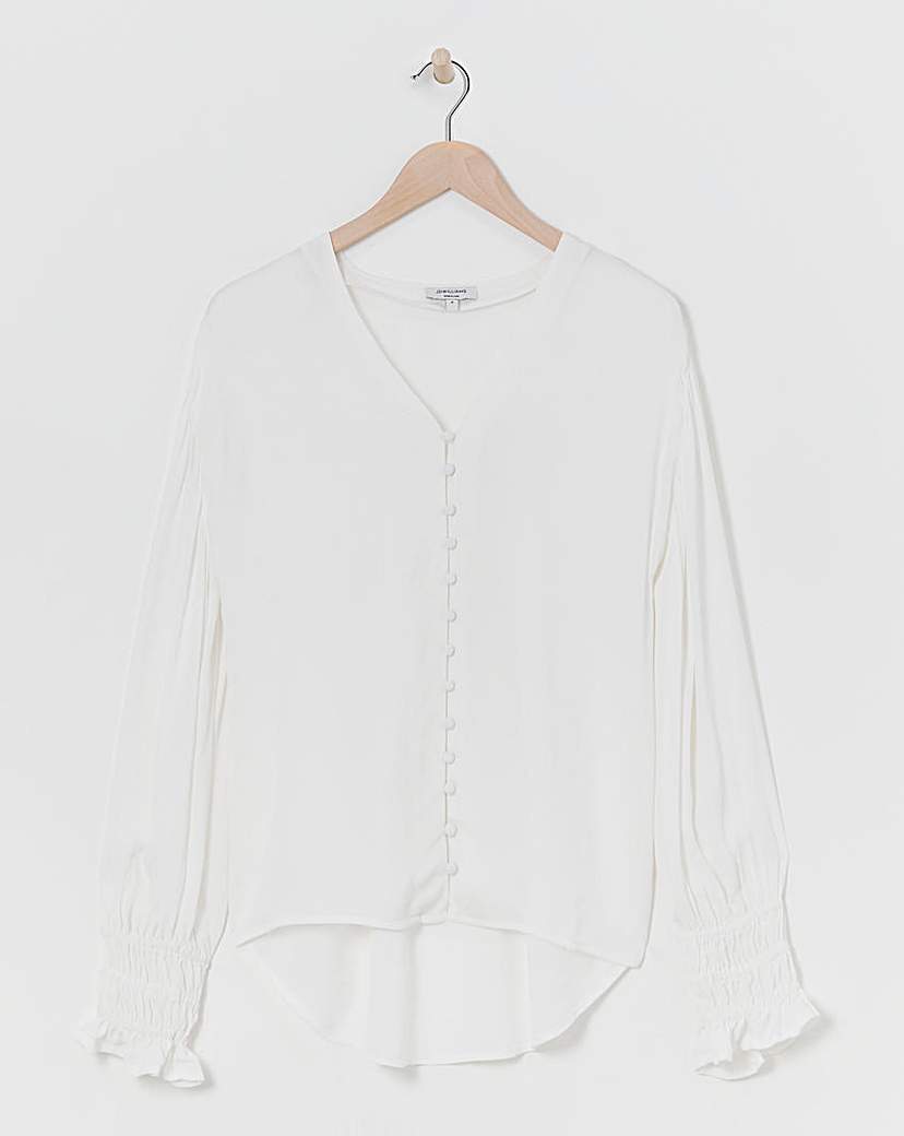 Button Through Dipped Back Blouse