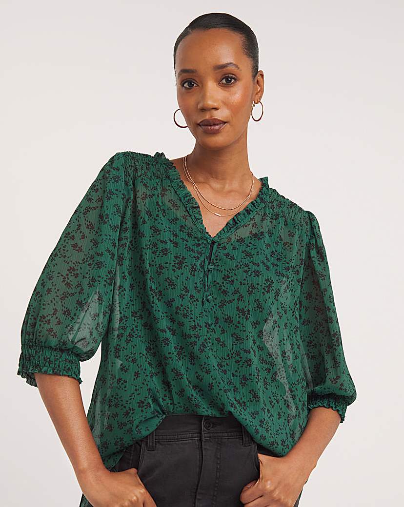 Chiffon Button Front Blouse