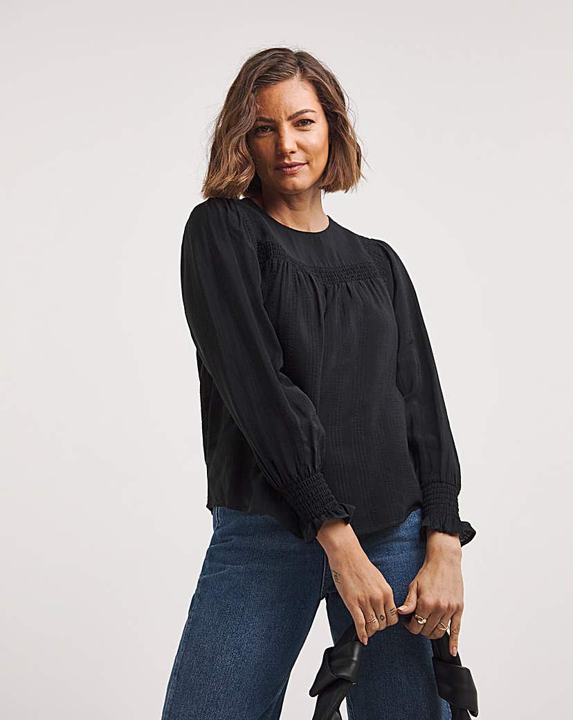 Volume Sleeve Textured Top