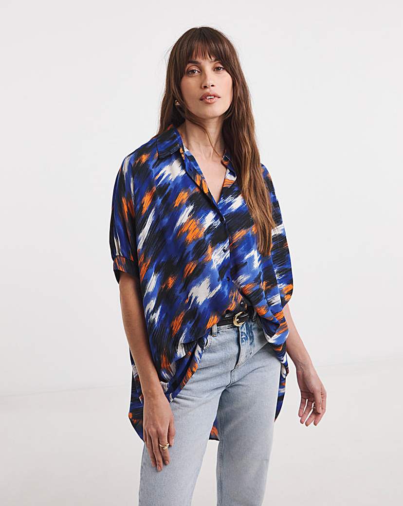 Blue Abstract Oversized Blouse