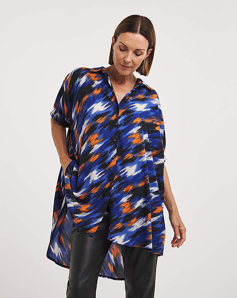 Blue Abstract Oversized Blouse