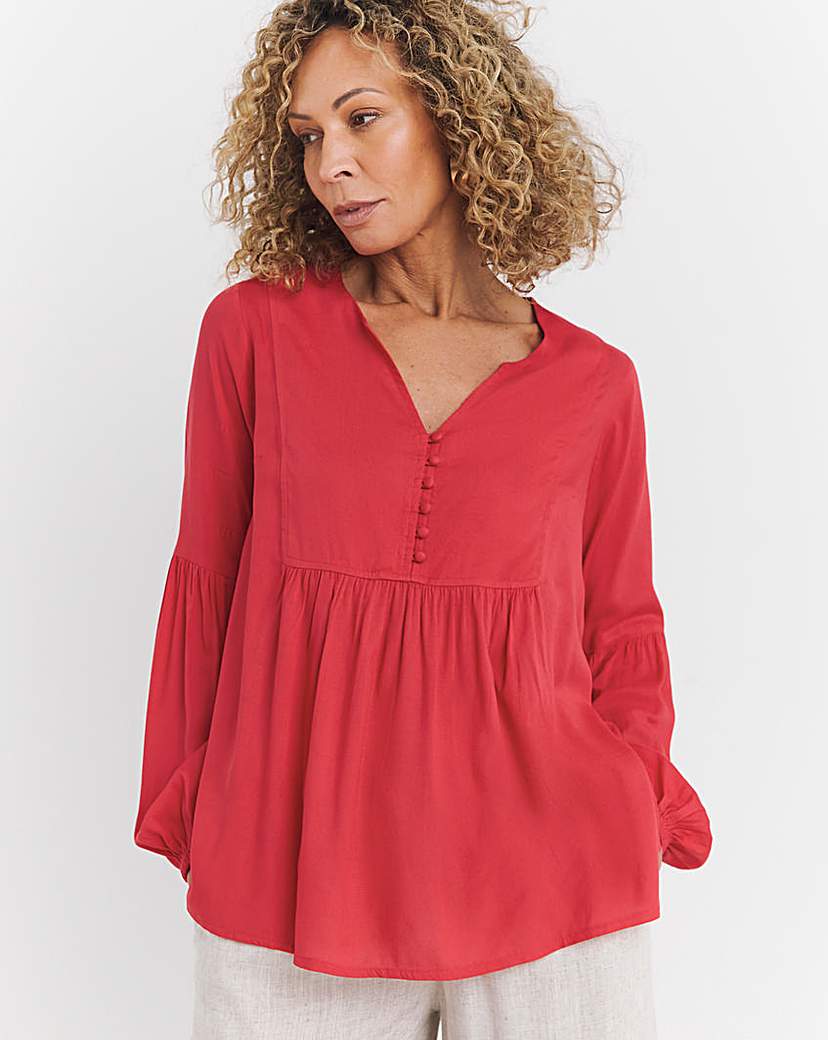 Spun Viscose Smock Top