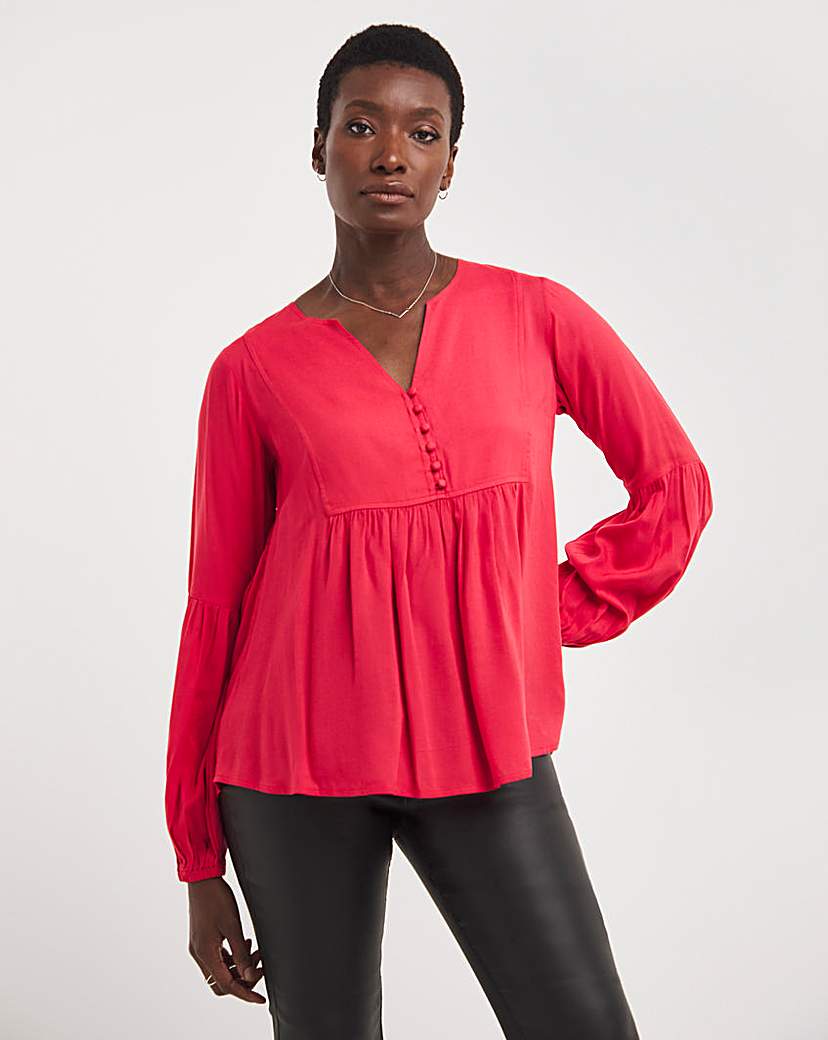 Spun Viscose Smock Top