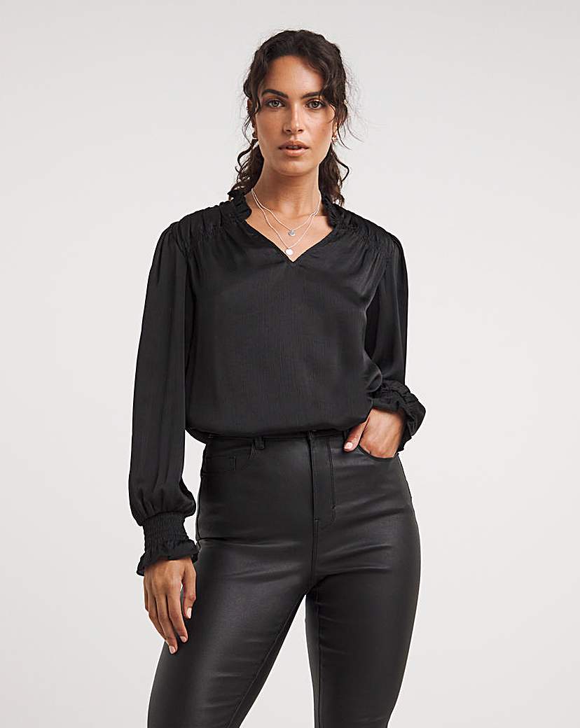 V Neck Satin Yoryu Blouse