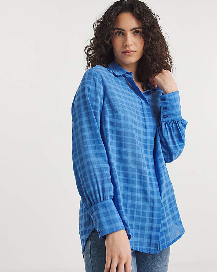 Blue Grid Relaxed Shirt